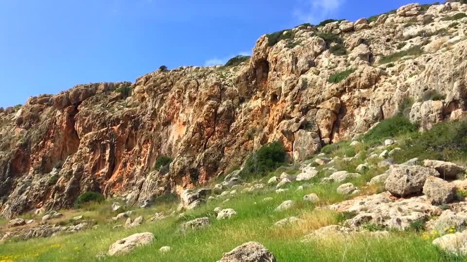 Mountains grass stones