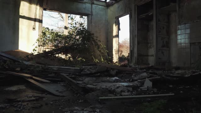 Ruins house burnt