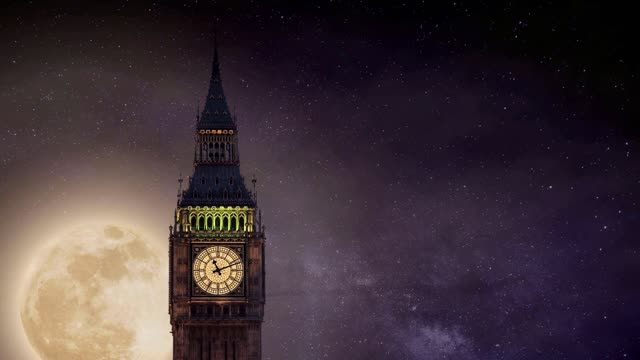 Big ben full moon london