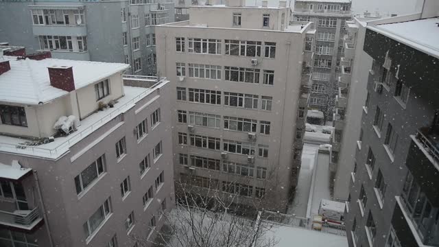 Snow building city
