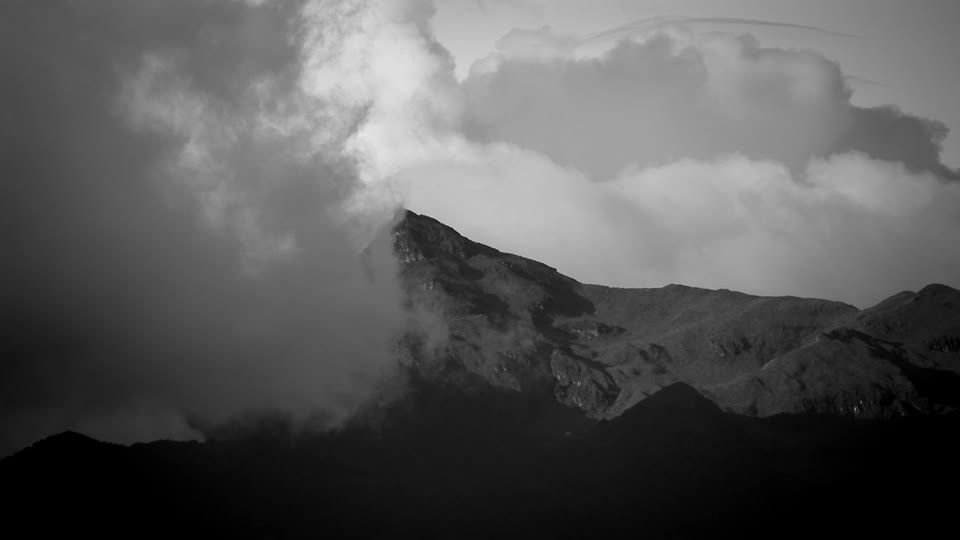 Black and white landscape moutains