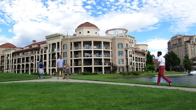 People walking park