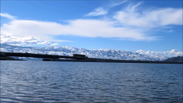 Snow mountain bridge traffic