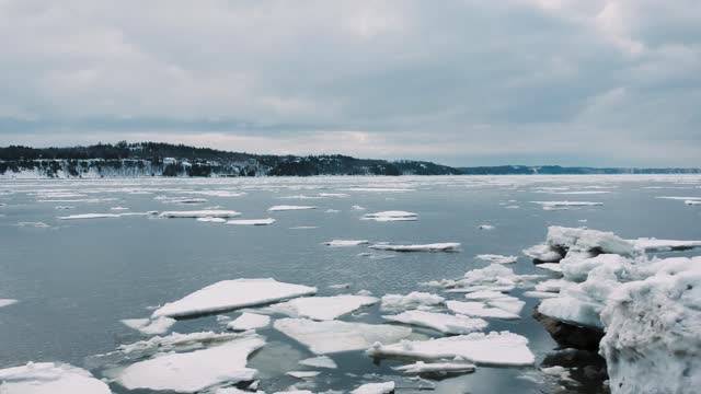 Winter ice river