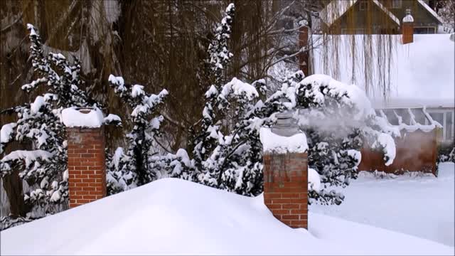 Winter snow chimney