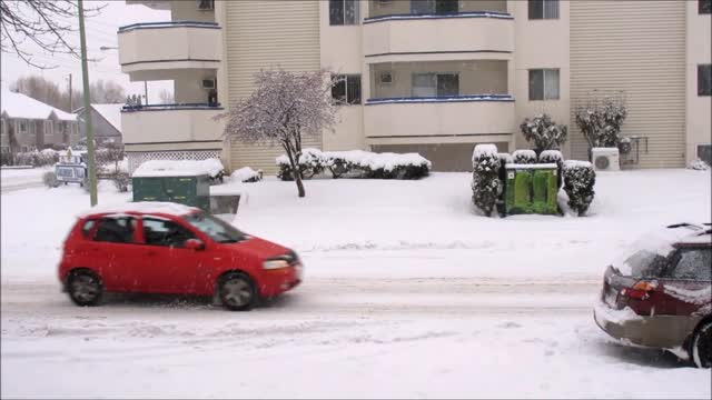 Winter snowfall street