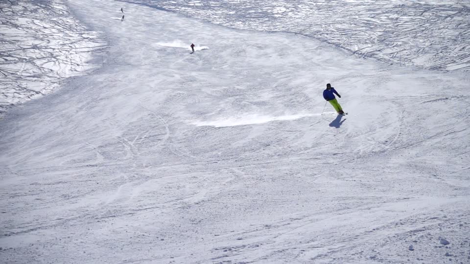 Skier ski slope to ski