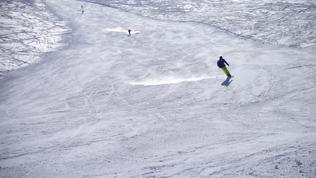 Skier ski slope to ski