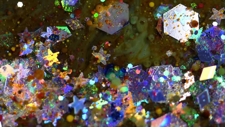 Glitter water close-up