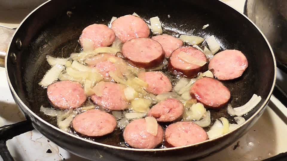 Sausage dish fried