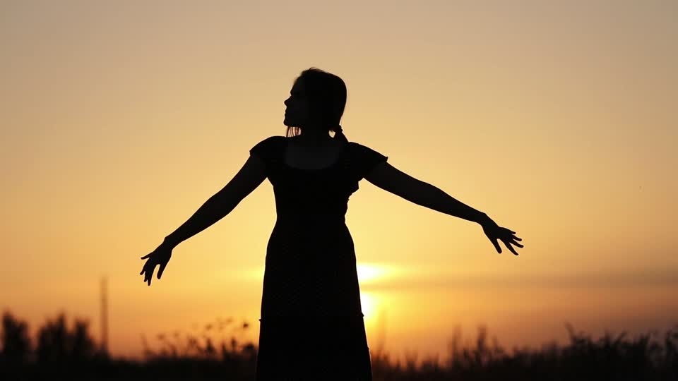 Silhouette dance young woman
