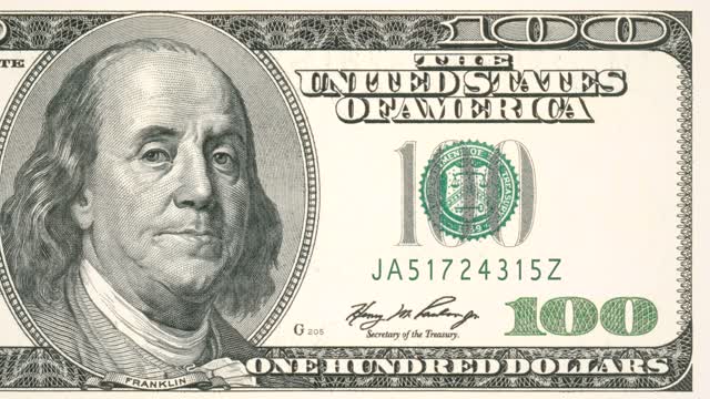 Hundred dollar bill 100 money