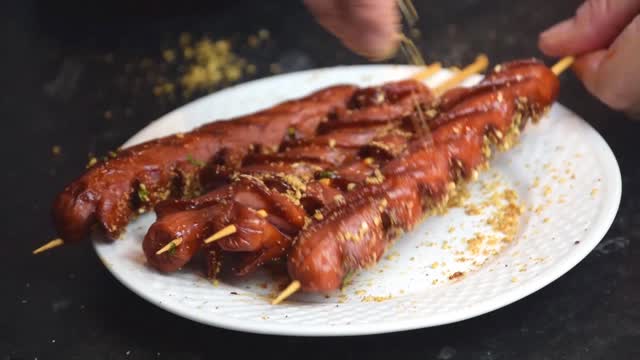 Sausage skewers food