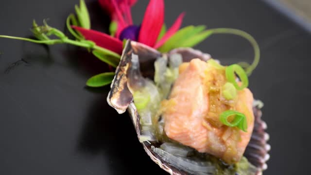 Garlic salmon food