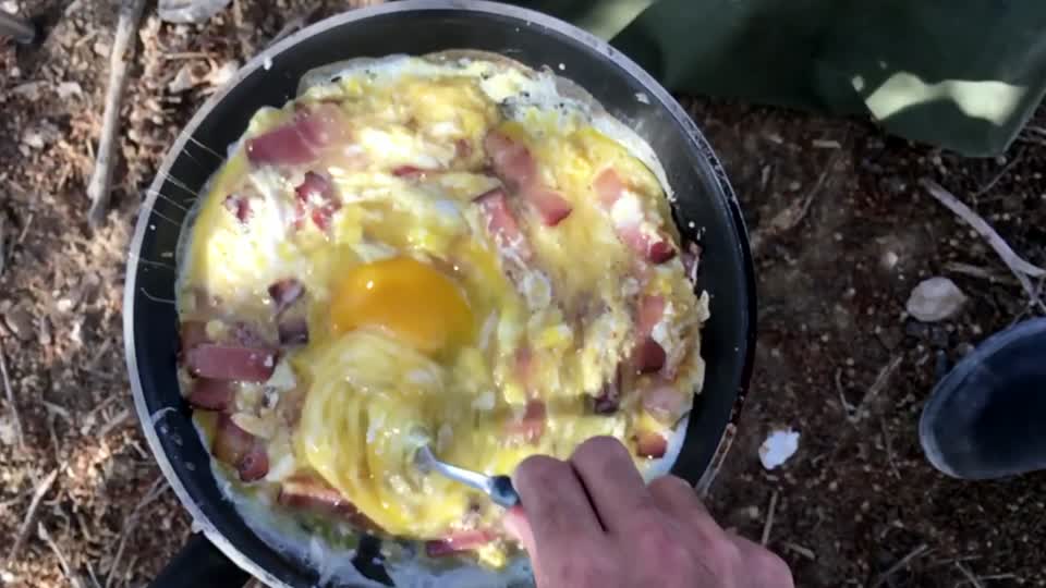 Breakfast outdoors camping