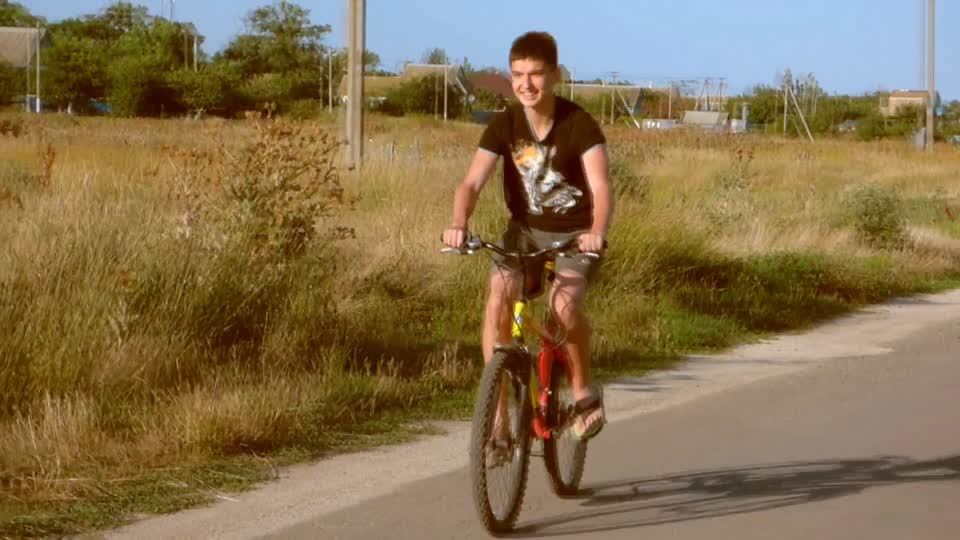 Young man bicycle riding