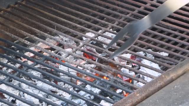 Hot coals bell pepper a tomato