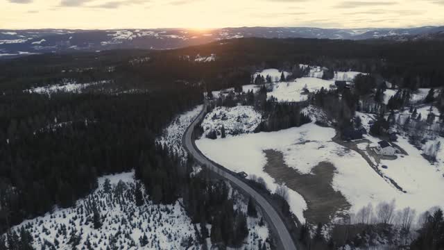 Aerial sunset rural