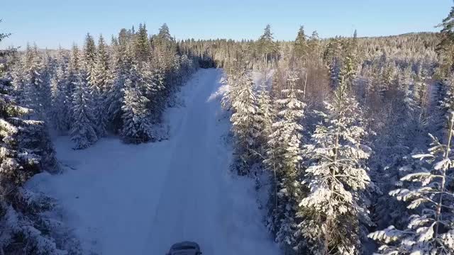Car driving snowy