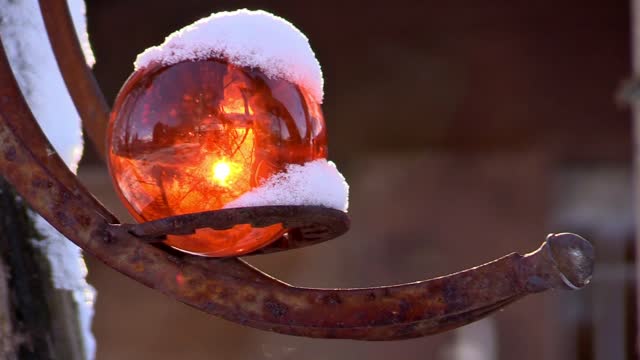Glass sphere spherical moon winter