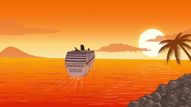 Cruise ship tropical sunset