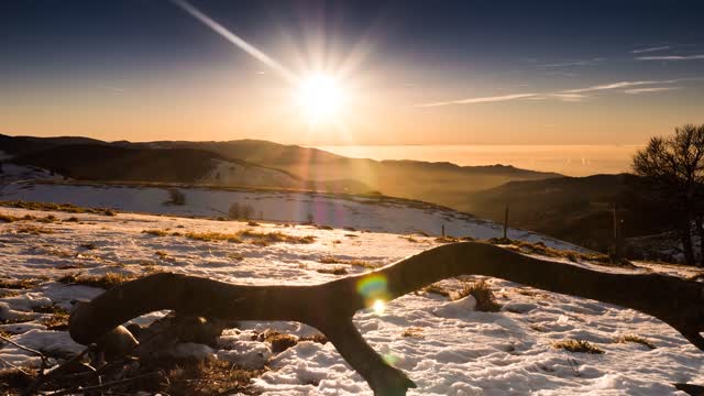 Time lapse sunset winter