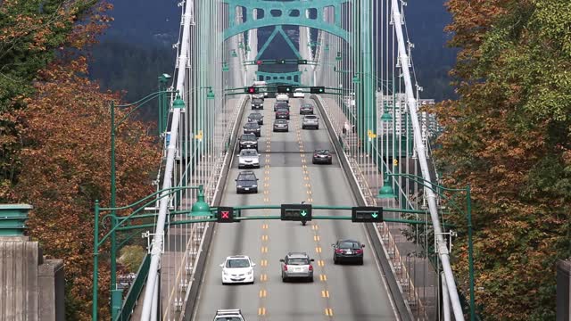 Suspension bridge traffic street