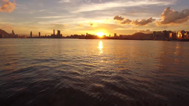 Harbor sunset landscape