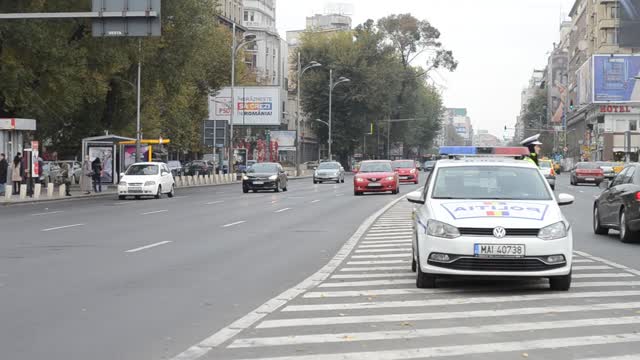 Police car city traffic