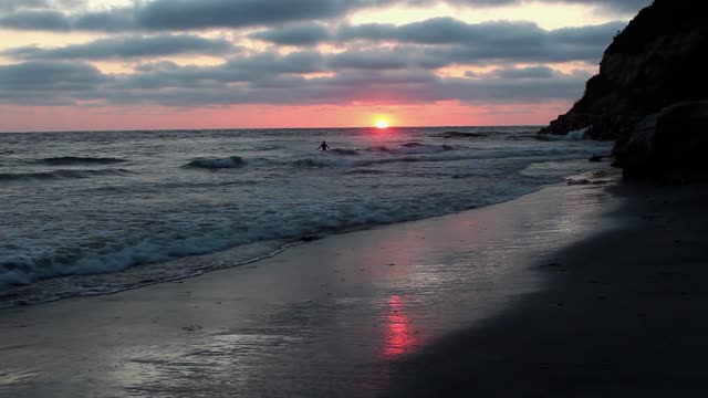 Beach sunset waves