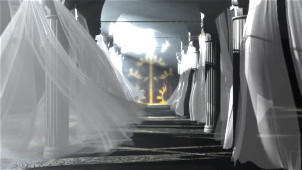 Corridor white silk curtains