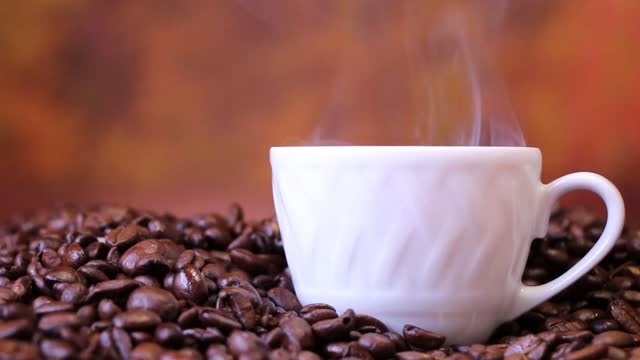 Coffee grains steam
