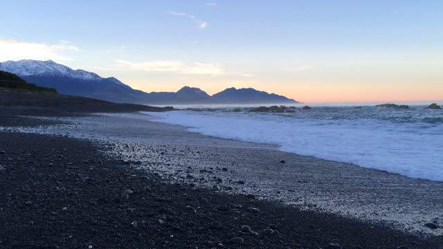 New zealand beach at dusk