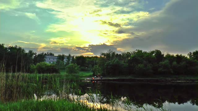 Evening dawn river