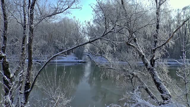 Winter river snow