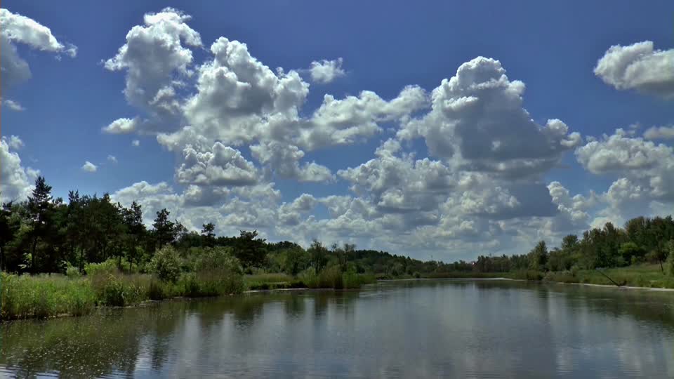 Clouds river reflection