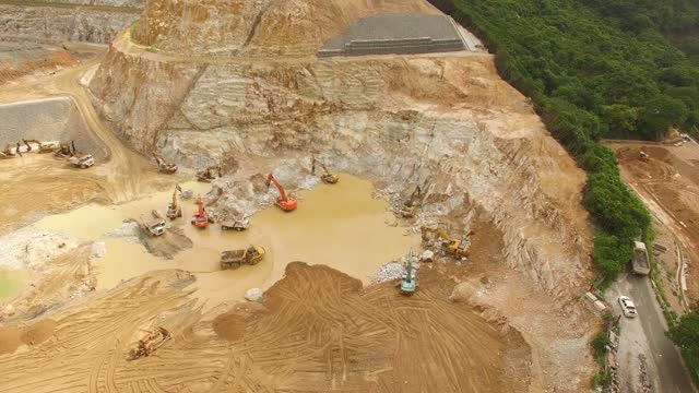 Working site excavator construction