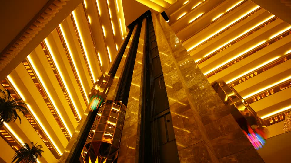 Elevator shopping center gold