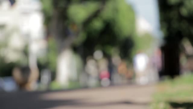 City pedestrians walking