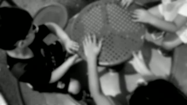 Playground carousel turning