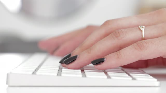 Computer keyboard typing hands