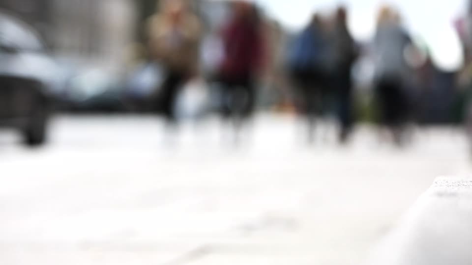 Sidewalk pedestrians walking