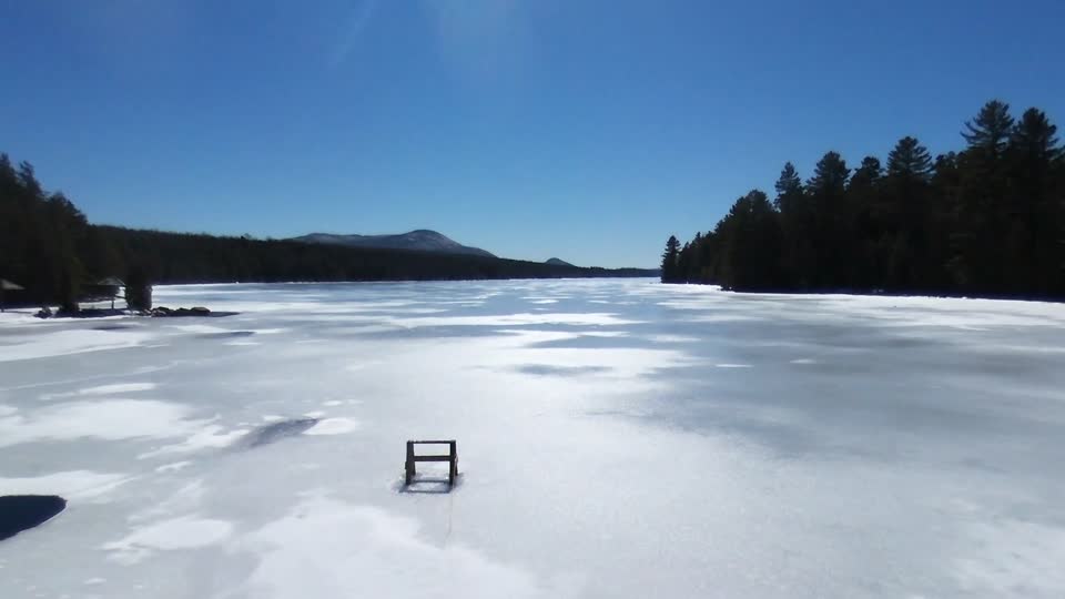 Lake aerial view frozen