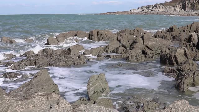 Sea waves rocks