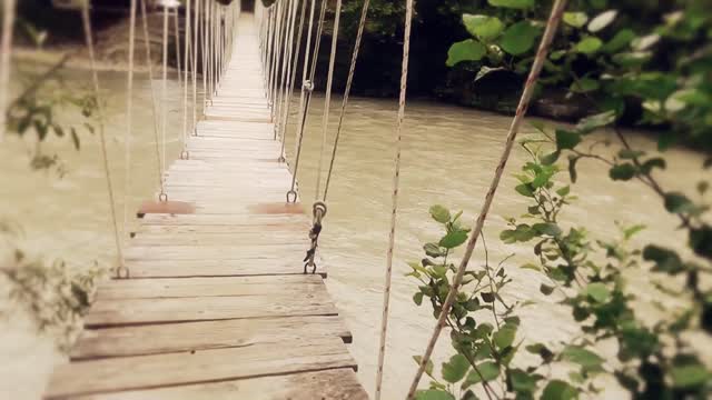 Bridge river rope bridge