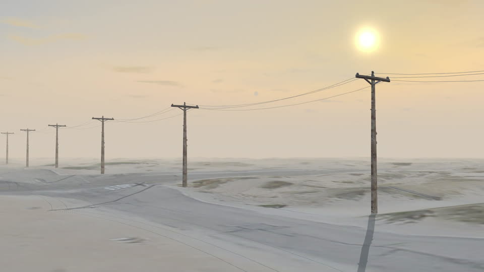 Desert power lines 3d