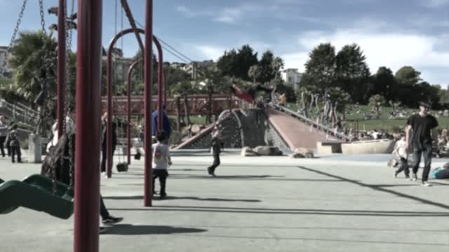 Swinging playground kids