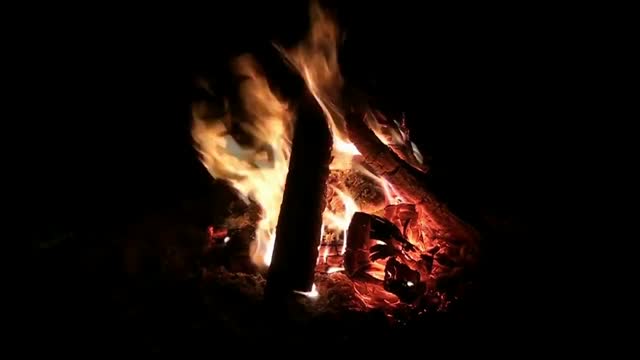 Crackling wood campfire wind noise