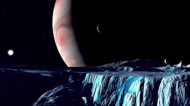 Lunar landscape jupiter spaceship