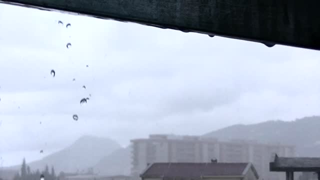 Rain gutter wet